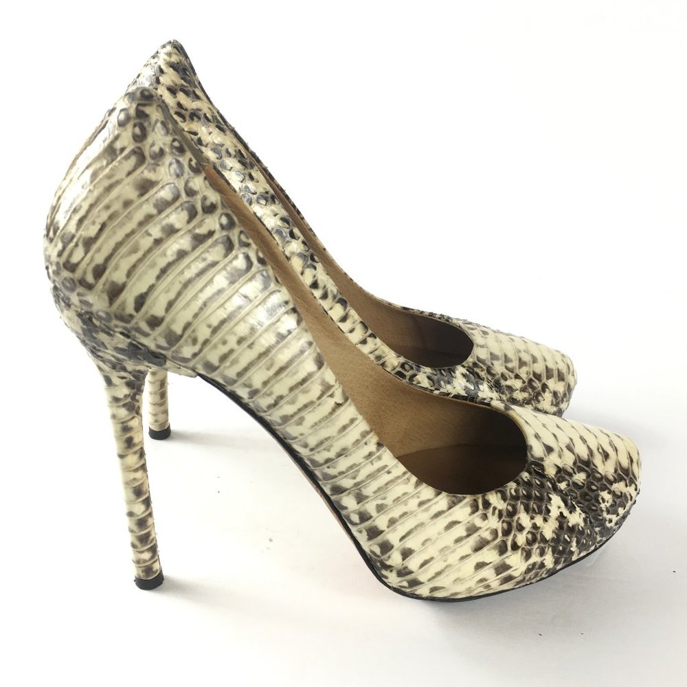 LAMB Heels Snakeskin Neutral Women Size 8.5